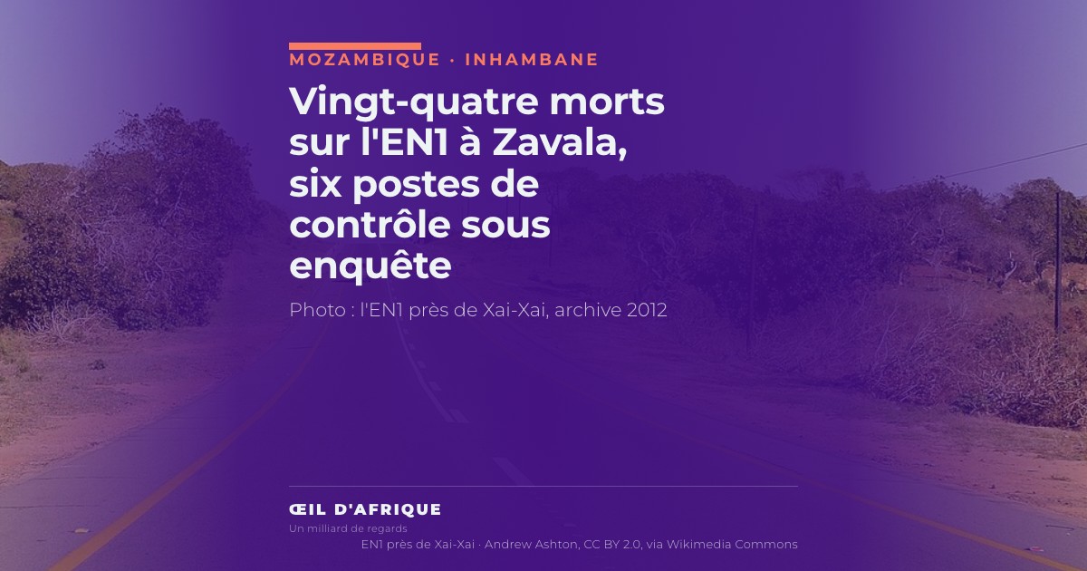 L'EN1 au Mozambique, la route nationale où s'est produit l'accident de Zavala, photographiée près de Xai-Xai