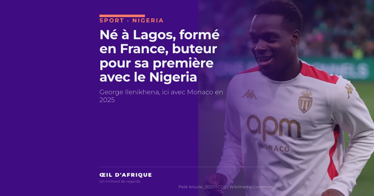 George Ilenikhena à l'échauffement sous le maillot de l'AS Monaco en 2025, avant de choisir le Nigeria