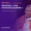 Le cardinal Fridolin Ambongo, archevêque de Kinshasa, prêchant au pupitre, photo d'archive de 2019 illustrant son homélie sur l'insalubrité à Kinshasa