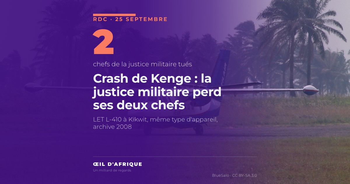 Un LET L-410 d'une autre compagnie sur la piste de l'aéroport de Kikwit, même type d'appareil que celui du crash de Kenge