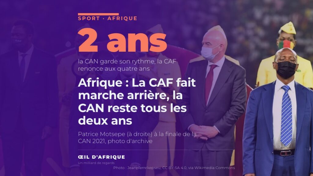 Patrice Motsepe, président de la CAF, à la finale de la CAN 2021 à Yaoundé ; la CAF rétablit la CAN tous les deux ans
