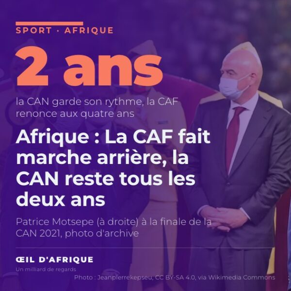 Patrice Motsepe, président de la CAF, à la finale de la CAN 2021 à Yaoundé ; la CAF rétablit la CAN tous les deux ans