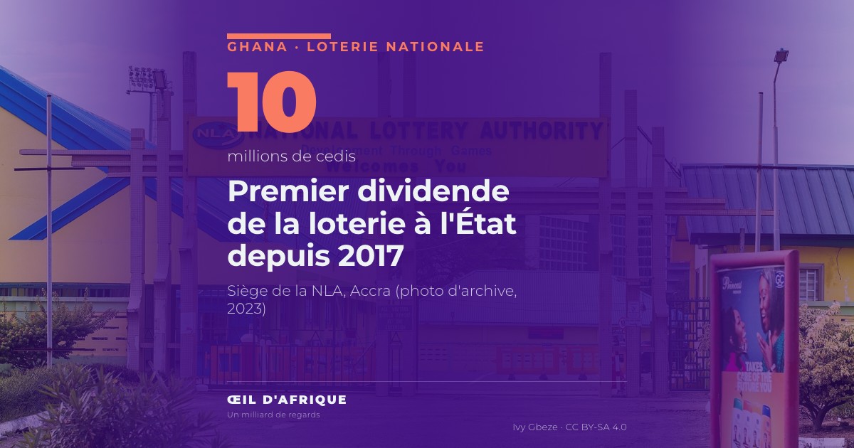 Entrée du siège de la National Lottery Authority, la loterie nationale du Ghana, à Accra