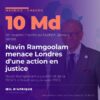 Le Premier ministre mauricien Navin Ramgoolam, devant le drapeau de Maurice, en août 2025