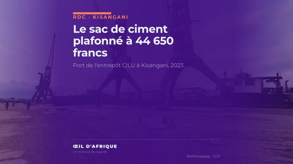 Grues du port de l'entrepôt de ciment CILU sur le fleuve Congo à Kisangani, où le prix du ciment est plafonné en octobre 2026