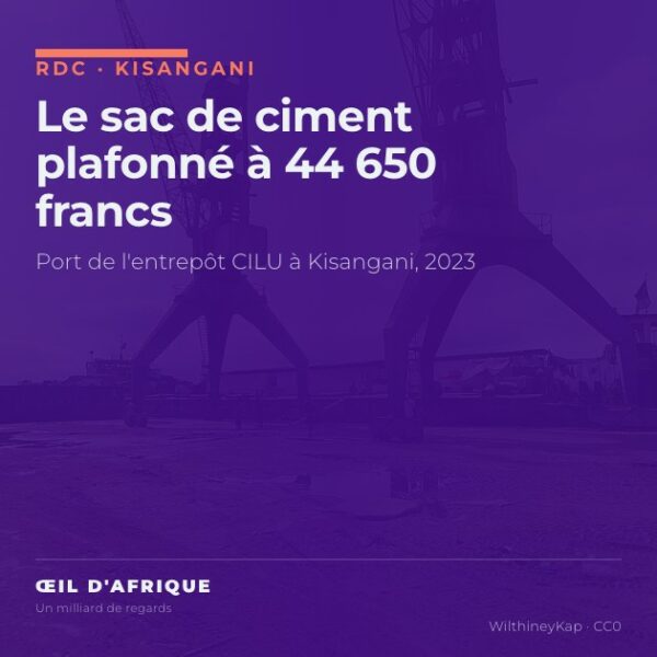 Grues du port de l'entrepôt de ciment CILU sur le fleuve Congo à Kisangani, où le prix du ciment est plafonné en octobre 2026