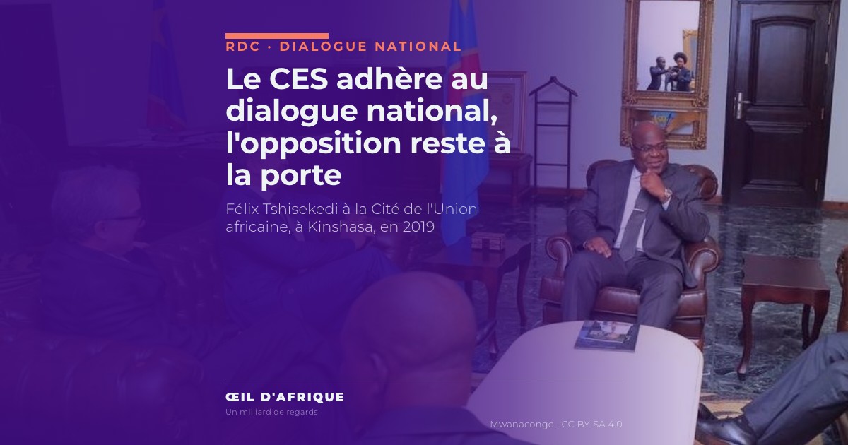 Félix Tshisekedi en réunion à la Cité de l'Union africaine à Kinshasa, président qui a lancé le dialogue national RDC