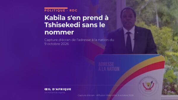 Joseph Kabila au pupitre « Adresse à la nation » pendant son discours du 9 octobre 2026