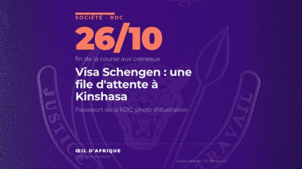 Couverture d'un passeport de la République démocratique du Congo, document au cœur des demandes de visa Schengen à Kinshasa