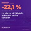Conteneurs empilés sur le terminal du port de Radès, près de Tunis, illustrant les exportations tunisiennes vers le Maroc, l'Algérie et l'Égypte