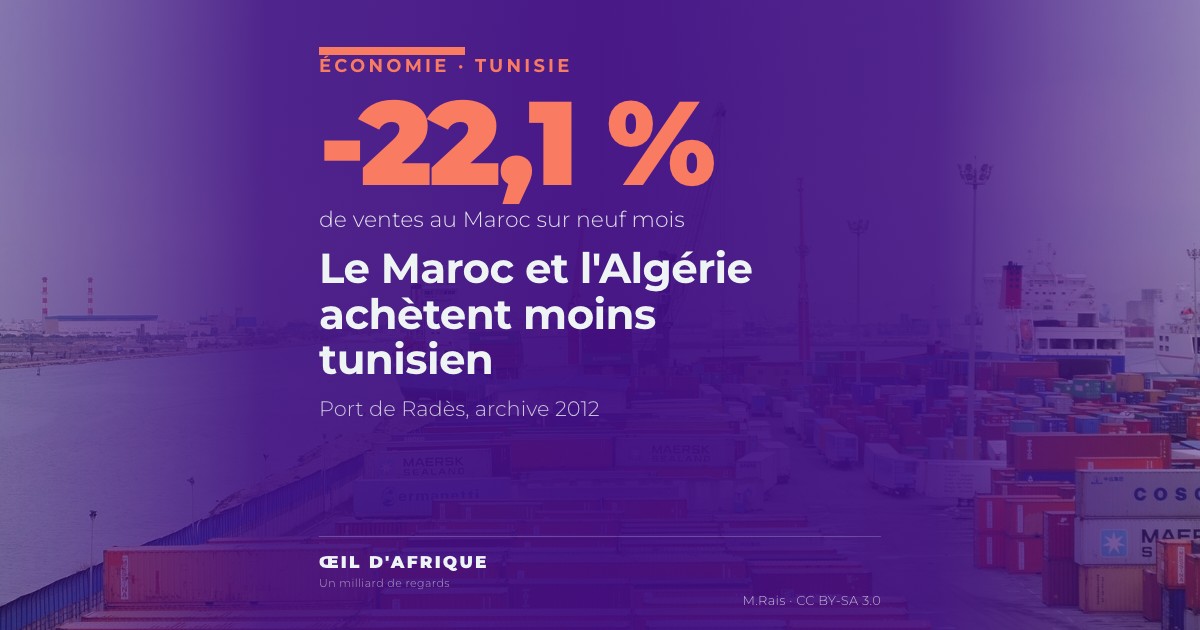 Conteneurs empilés sur le terminal du port de Radès, près de Tunis, illustrant les exportations tunisiennes vers le Maroc, l'Algérie et l'Égypte